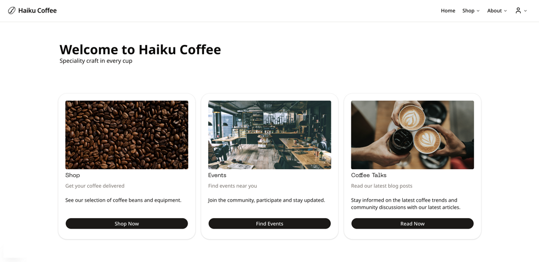 Haiku Coffee home page
